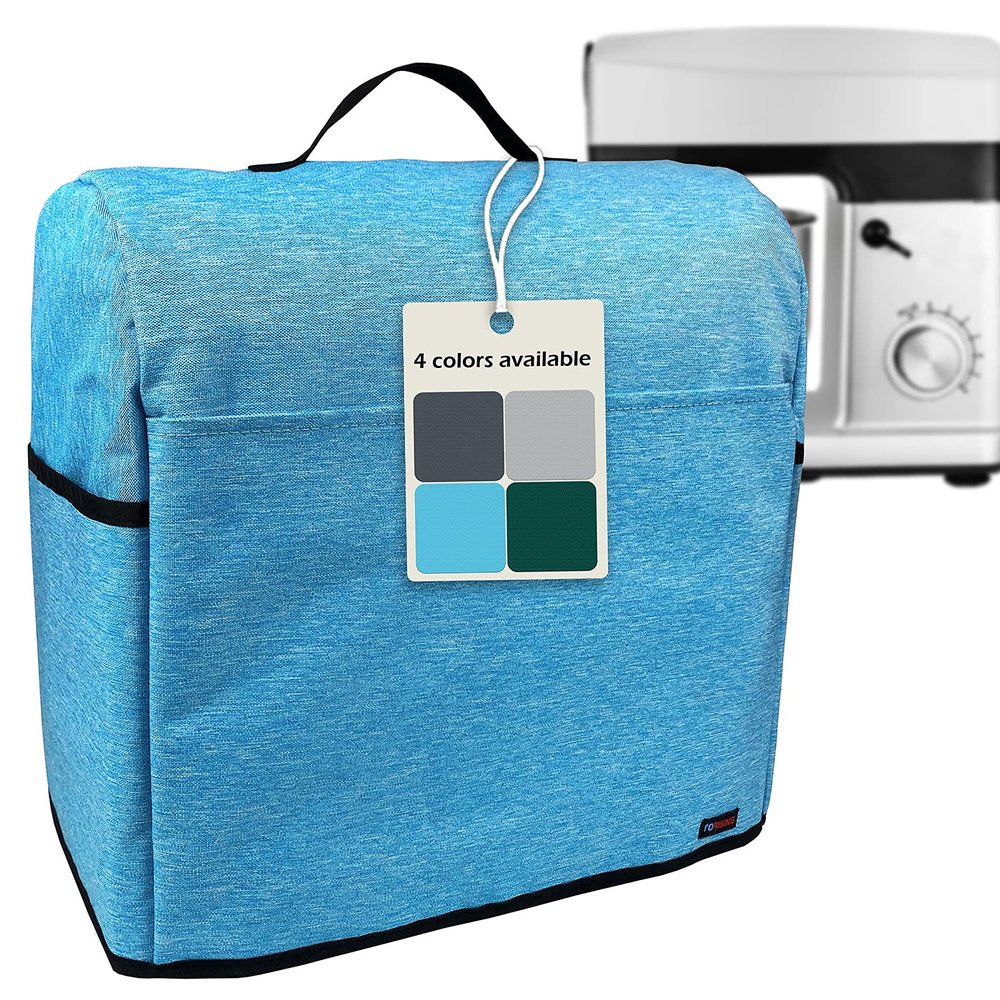 TORISING Stand Mixer Dust-proof Cover with Organizer Bag for Kitchenaid Mixer, Multi Pockets for Various Kitchen Appliance Accessories (Blue, 4.5-5 Quart)