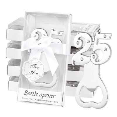 24PCS 25th Birthday Party Favors for Guests 25 Silver Wedding Anniversary Beer Bottle Openers Gifts, 25th Return Gifts Party Decor Souvenirs for Guests for Bridal Shower Favors