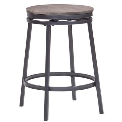 American Woodcrafters Chesson Gray Metal and Wood Backless Counter Stool