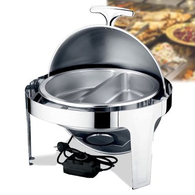DBMGB Chafing Dish Food Warmers, Electric Food Warmers for Parties Buffets, Stainless Steel Round Chafing Dish Set 6L, Keeping Food Warm