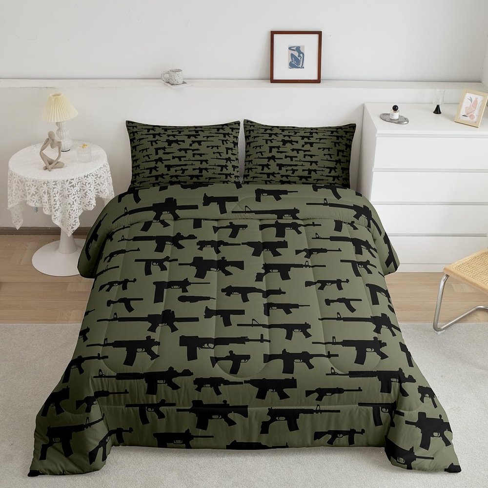 Erosebridal Machine Guns Comforter Set for Boys Youth Teens Men Full Size