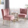 Shunzhi Pink Velvet Accent Chairs Set of 2 with Golden Legs Upholstered Side Chairs Mid-Century Modern Slipper Chairs for Guest Room Comfy Armless Wingback Corner Single Sofa Living Room Chairs view 1