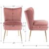 Shunzhi Pink Velvet Accent Chairs Set of 2 with Golden Legs Upholstered Side Chairs Mid-Century Modern Slipper Chairs for Guest Room Comfy Armless Wingback Corner Single Sofa Living Room Chairs view 2