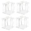 10 Inch Clear Cake Box,4 Pcs 10" X 10" X 9" Transparent Cake Box with Ribbon for 8" Cakes-Tall Cake Boxs- Clear Gift Boxes with Lid for Wedding Party and Gift Display (White-4 Set) view 1