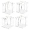 10 Inch Clear Cake Box,4 Pcs 10" X 10" X 9" Transparent Cake Box with Ribbon for 8" Cakes-Tall Cake Boxs- Clear Gift Boxes with Lid for Wedding Party and Gift Display (White-4 Set) view 2