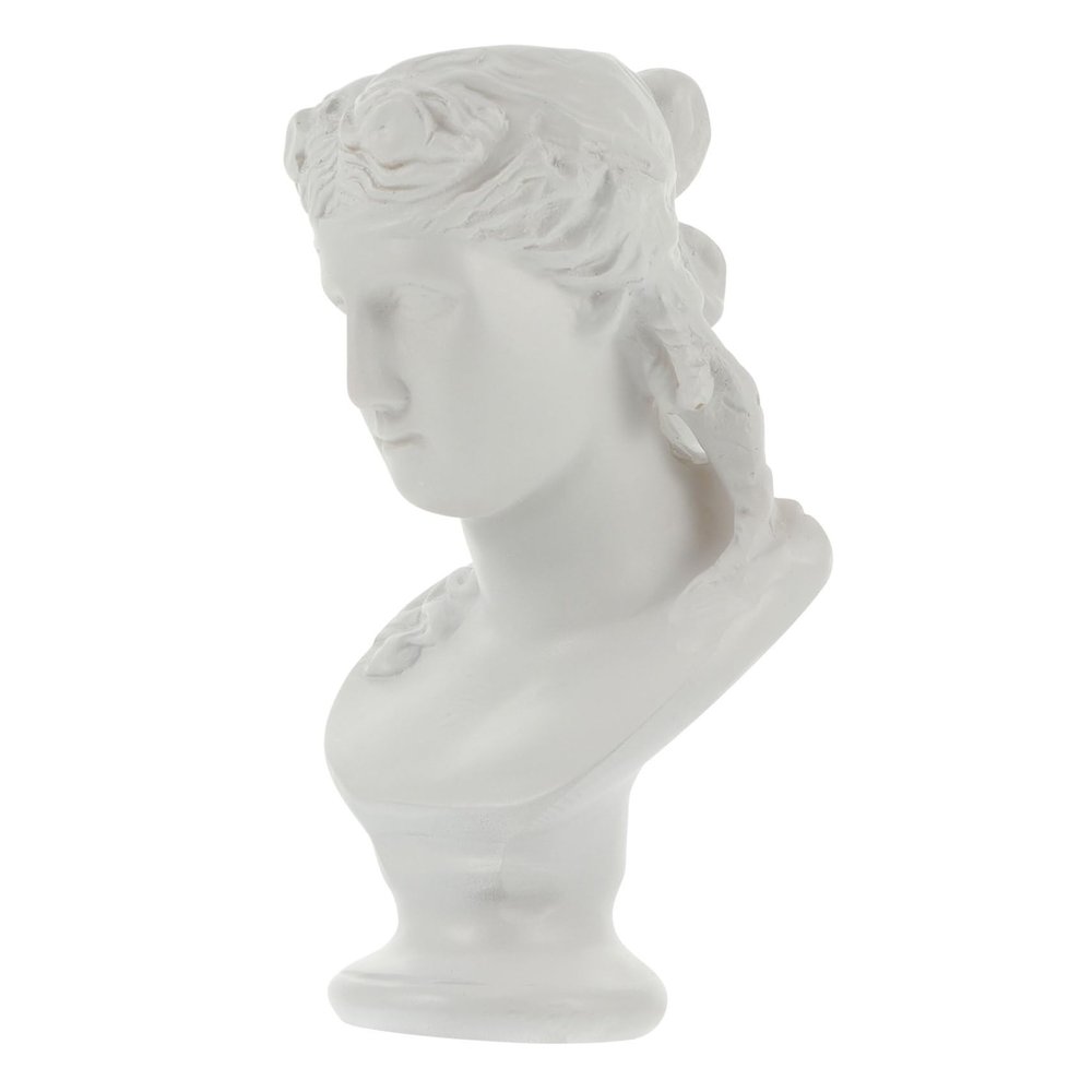 VOSAREA White Statue Pen Holder Pen Container Office Pen Holder Sculpture Pen Holder Desktop Decor Flower Vase Figurine Pen Holder Cosmetic Brush Holder Portrait Sculpture Makeup Holder