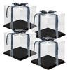 10 Inch Clear Cake Box,4 Pcs 10" X 10" X 9" Transparent Cake Box with Ribbon for 8" Cakes- Tall Cake Boxs- Clear Gift Boxes with Lid for Wedding Party and Gift Display (Black-4 Set) view 1