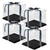 10 Inch Clear Cake Box,4 Pcs 10" X 10" X 9" Transparent Cake Box with Ribbon for 8" Cakes- Tall Cake Boxs- Clear Gift Boxes with Lid for Wedding Party and Gift Display (Black-4 Set) view 2