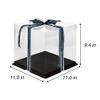 10 Inch Clear Cake Box,4 Pcs 10" X 10" X 9" Transparent Cake Box with Ribbon for 8" Cakes- Tall Cake Boxs- Clear Gift Boxes with Lid for Wedding Party and Gift Display (Black-4 Set) view 3