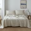 Simple&Opulence 100% French Linen Sheet Set Handmade Hemstitch-3 Pcs Natural Flax Farmhouse Bed Sheets(1 Flat Sheet 1 Fitted Sheet 1 Pillowcase)-Solid Color Soft Breathable Bedding-Linen, Twin view 1