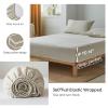 Simple&Opulence 100% French Linen Sheet Set Handmade Hemstitch-3 Pcs Natural Flax Farmhouse Bed Sheets(1 Flat Sheet 1 Fitted Sheet 1 Pillowcase)-Solid Color Soft Breathable Bedding-Linen, Twin view 4