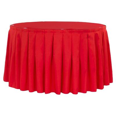 Vibrant Red Polyester Table Skirt - 17' x 29" (1 Pc), Premium & Durable Table Decor, Perfect For Weddings, Parties & More