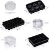4 Pack Silicone Large Round Ice Cube Tray, Ice Cube Tray, Ice Trays for Freezer With Lid, Sphere Square Honeycomb Ice Trays for Whiskey With Covers&Funnel, Reusable Whiskey Ice Ball Mold (black) view 2