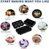 4 Pack Silicone Large Round Ice Cube Tray, Ice Cube Tray, Ice Trays for Freezer With Lid, Sphere Square Honeycomb Ice Trays for Whiskey With Covers&Funnel, Reusable Whiskey Ice Ball Mold (black) view 3