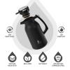 IDEUS Thermal Coffee Carafe 68oz (2,000ml), Stainless Steel Double Wall Insulated Vacuum Flask, Water Jug Coffee Server and Beverage Dispenser, Heat and Cold Retention (Black-Silver, 68oz (2,000ml)) view 2