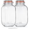 1 Gallon Square Glass Storage Jars with Airtight Lids, 2 Pack Large Glass Pickle Jars for Fermenting, Clear Glass Canister for Flour, Cookie, Candy, Kombucha, Sun tea(Extra Labels and Gasket) view 1
