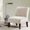H.VERSAILTEX Armless Accent Chair Covers Thick Velvet Armless Chair Slipcovers High Stretch Chair Covers for Living Room Hotel Machine Washable Furniture Protector with Elastic Bottom, Ivory view 2