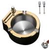 Retro Metal Ashtray with Matches, Stainless Steel Portable Multifunctional Ashtray, Vintage Gift for Men Husband Father Boyfriend Friends (Golden) view 1