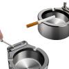 Retro Metal Ashtray with Matches, Stainless Steel Portable Multifunctional Ashtray, Vintage Gift for Men Husband Father Boyfriend Friends (Golden) view 4