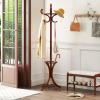 GOFLAME 73" Coat Rack Freestanding, Wooden Coat Tree with 12 Hooks and Umbrella Stand, Entryway Hall Tree, Hat Hanger Organizer, Coat Rack Stand for Coats, Hats, Scarves, Easy Assembly, Reddish Brown view 2