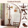 GOFLAME 73" Coat Rack Freestanding, Wooden Coat Tree with 12 Hooks and Umbrella Stand, Entryway Hall Tree, Hat Hanger Organizer, Coat Rack Stand for Coats, Hats, Scarves, Easy Assembly, Reddish Brown view 3