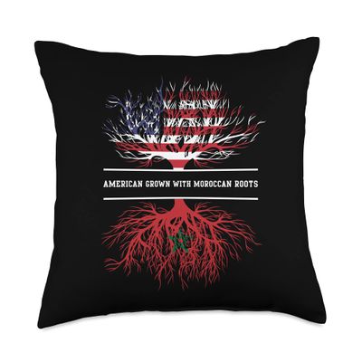 American Grown With Moroccan Roots - Flag of Morocco Throw Pillow