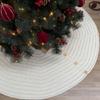 60-Inch Rib Knit Christmas Tree Skirt with Oak Buttons, Cream White view 1