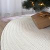 60-Inch Rib Knit Christmas Tree Skirt with Oak Buttons, Cream White view 4