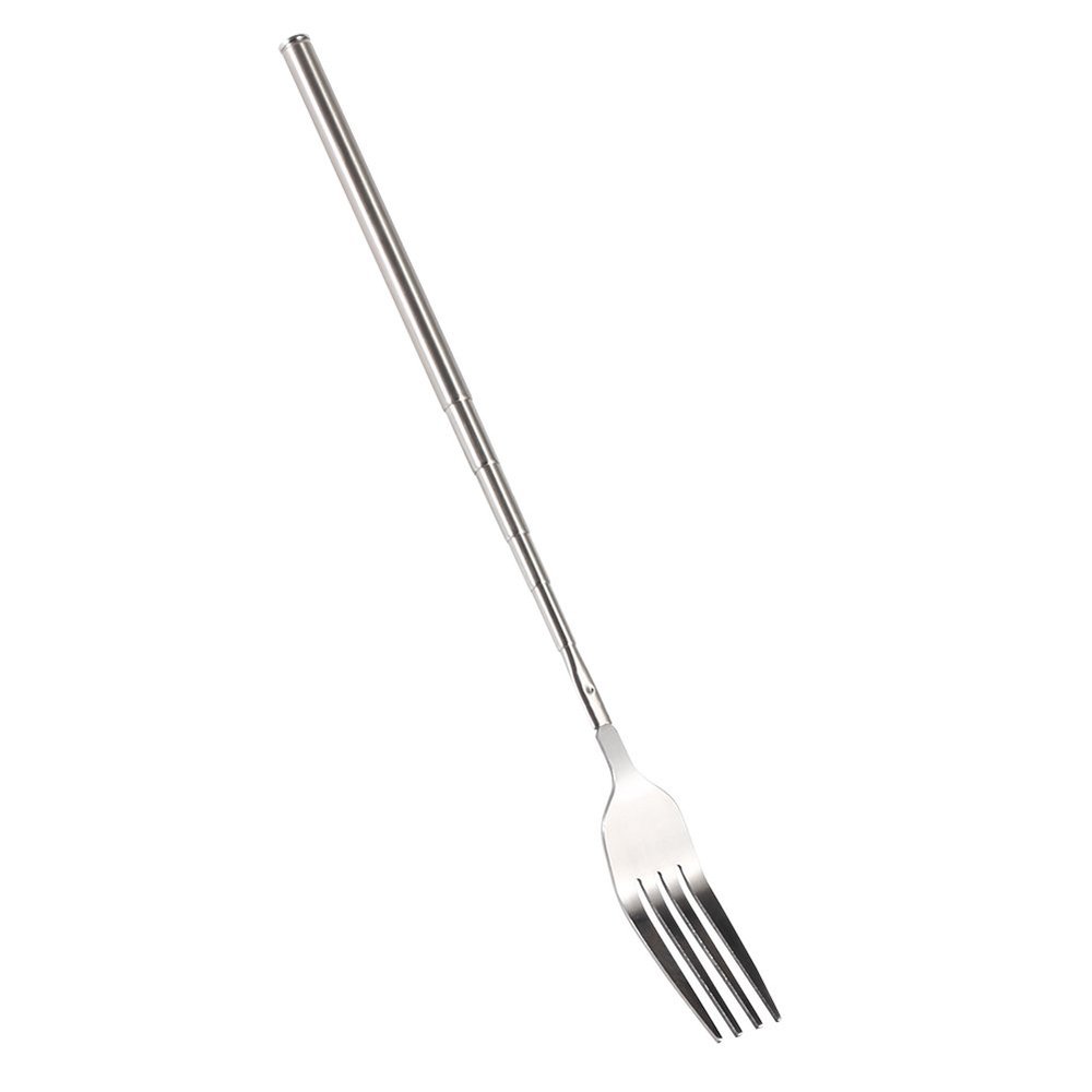 Alvinlite Extendable Fork, Telescopic BBQ Dinner Long Handle Fork Fruit Dessert Stainless Steel Cutlery for Home Cafe Resturant