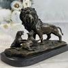 Bronze Sculpture Male Lion W/Cubs Art Deco Large Figurine Sculpture view 2