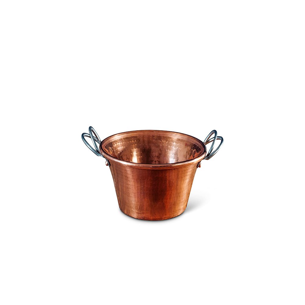 Sertodo Copper Jam Pan | 8 in Diameter x 3.25 in Deep | 1 Qt | 100% Pure Copper, Heavy Gauge, Hand Hammered, Patented Handle System | Mix Perfect Jam
