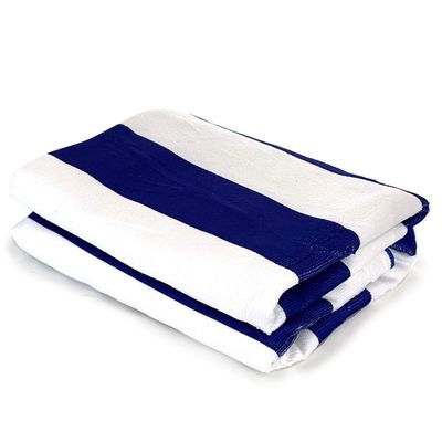 allgala Oversize 40x70 Inch (1x1.8M) Cabana Stripe Design Microfiber Beach Towel-Royal Blue (Pack of 2)-BT81236