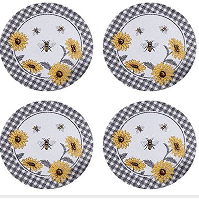 Just Bees and Sunflowers Braided Kitchen or Dining Table Placemats Set of 4
