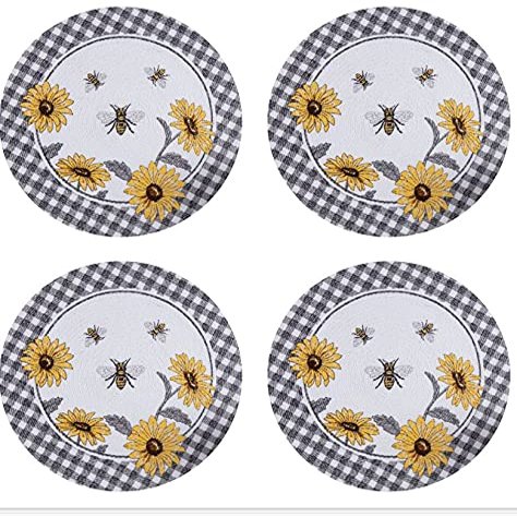 Just Bees and Sunflowers Braided Kitchen or Dining Table Placemats Set of 4