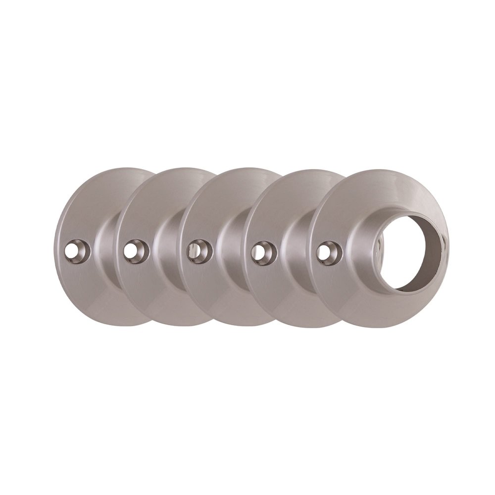 Design House 559187-SN 1-inch Diameter Closet Shower Rod Curtain Mounting Bracket for Bathroom Bedroom Closet Satin Nickel 5-Pack