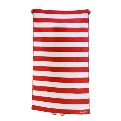 allgala Oversize 40x70 Inch (1x1.8M) Cabana Stripe Design Microfiber Beach Towel-Red (Pack of 2)-BT81235