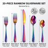 VIVANI 20-Piece Rainbow Silverware Set for 4, Stainless Steel Flatware Set view 2