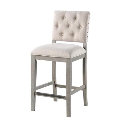 American Woodcrafters Ellesse Cream Polyster Fabric Solid Wood Counter Stool