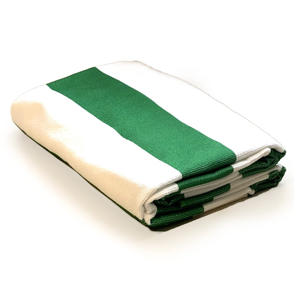 allgala Oversize 40x70 Inch (1x1.8M) Cabana Stripe Design Microfiber Beach Towel-Green (Pack of 2)-BT81237