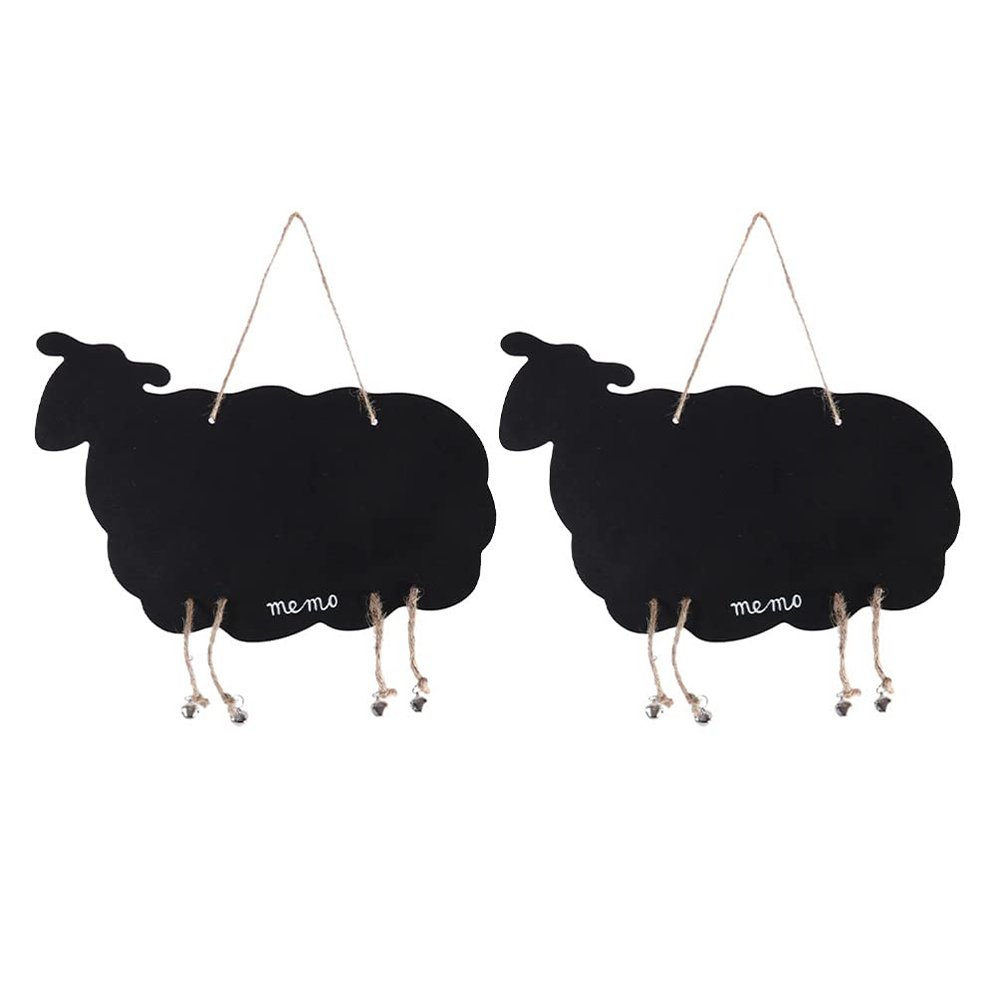 EXCEART 2pcs Hanging Sheep Shaped Chalkboards Mini Memo Boards for Messages Reminders Cute for Home Decor Easy to Erase for Family Communication