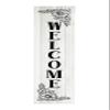 24 Inch (2 Foot Tall) Black and White Floral Welcome Vertical Wood Print Sign view 1