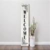 24 Inch (2 Foot Tall) Black and White Floral Welcome Vertical Wood Print Sign view 2