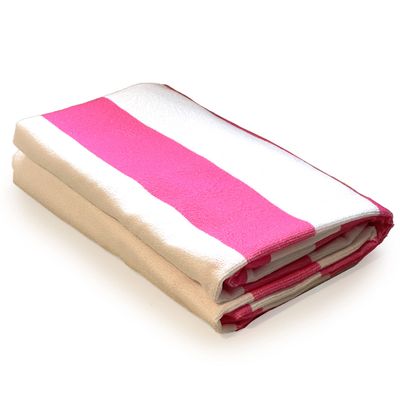 allgala Oversize 40x70 Inch (1x1.8M) Cabana Stripe Design Microfiber Beach Towel-Pink (Pack of 2)-BT81239