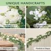 Anna's Whimsy 5.91FT Artificial Eucalyptus Garland with Flowers, Fake Flower Rose Gypsophila, Faux Floral Greenery Garland for Wedding Spring Home Party Craft Art Table Runner Decor view 4