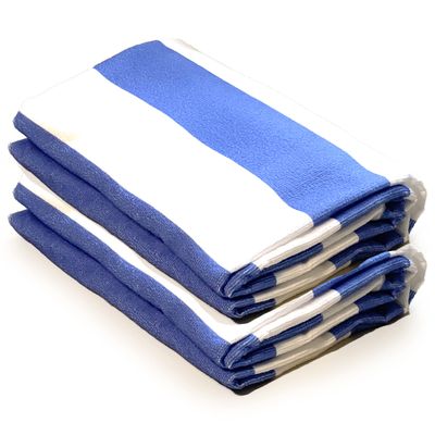 allgala Oversize 40x70 Inch (1x1.8M) Cabana Stripe Design Microfiber Beach Towel-Light Blue (Pack of 2)-BT81240
