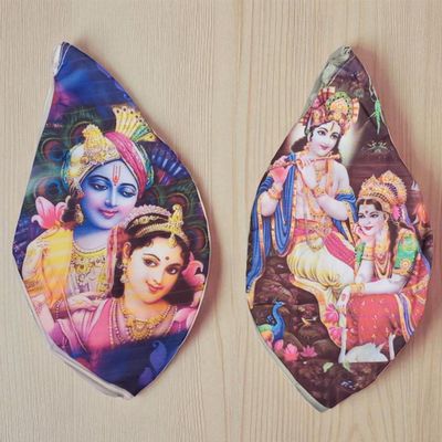 Shiva Lingam Shop Krishna and Radha Japa bag Meditation bag. Krishna and Radha printed japa bag Maha mantra bag Pair