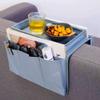 Sofa Couch Armest Organizer with Cup Tray Holder 4 Pockets TV Remote Control Holder Anti-Slip Sofa Armchair Caddy Storage Bag for Smart Phone Books Magazine DVD Drinker Snacks Eyewears (grey) view 1