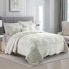 BYTIDE Quilt Bedspread Oversized Queen 4 Piece Bedding Set 110" x 120" Elegant Antique Classy Damask Embroidery with Scallop Edges, Ultra Soft Lightweight Coverlet, Antique White view 2