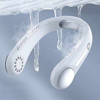 NORMIA RITA Leafless Hanging Neck Fan,[Instant Cooling] Personal Air Conditioner Built-in Refrigerating Chip Wearable Cooling Fan with 360 Wind Outlet Portable Hang for Hot Flashes
