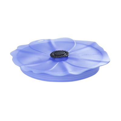 Charles Viancin - Poppy Pop Silicone Lid for Food Storage - 6''/15cm - Airtight Seal on Any Smooth Rim Surface - BPA-Free - Freezer, Refrigerator and Dishwasher Safe - Blue Palatinate